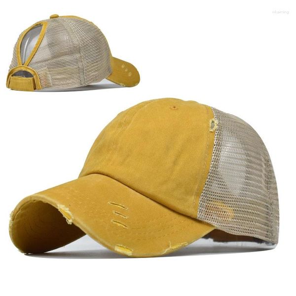 Gorras de bola Gorra de béisbol lavada Sombrero de cola de caballo Marea europea y americana Red de ala curva Deportes al aire libre Sol para hombres Mujeres