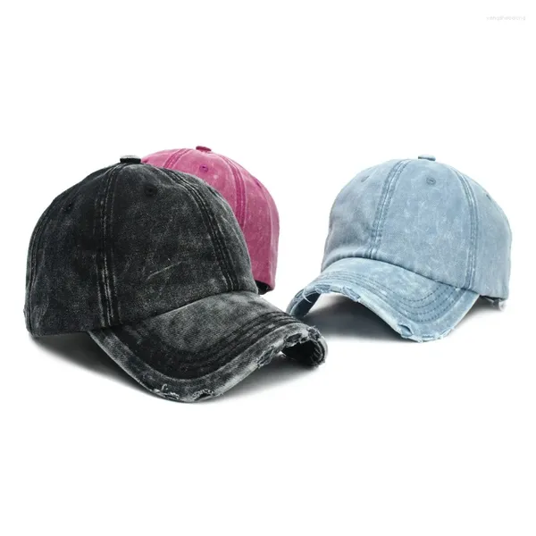 Gorras de bola Gorra de béisbol de algodón lavado Ala ancha Tapa redonda Sombrero para el sol Tie-Dye Unisex Deporte Hombres