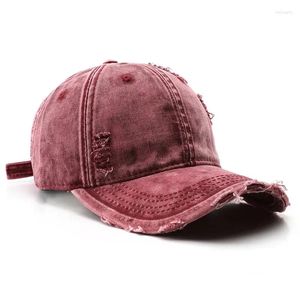 Couchons de balle lavés couleurs solides rétro déchirées Faire des chapeaux de baseball à l'ancienne pour femmes homme doux coton chapeau chapeaux dame décontractée de la fourrure de soleil