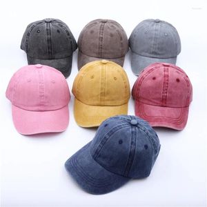 Casquettes de baseball Lavage Soft Top Kid Hat Couleur unie Réglable Protection solaire Hip Hop Outdoor Motion Boy Casquette de baseball Version coréenne Snapback