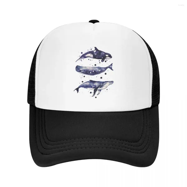 Gorras de béisbol Trío de ballenas de acuarela en gorra de béisbol gris Sombrero de diseñador para niños |-F-| Mujer Hombre