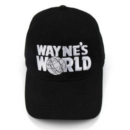 Ball Caps Waynes World Black Cap Baseball Hat Fashion Role Playing Style Borduurde Truck Hat Unisex Mesh Hat Verstelbare maat T240429