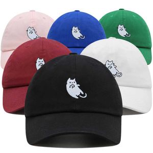 Ball Caps blanc chat papa chapeau brodé de dessin animé kawaii baseball réglable unisexe du soleil d'été Q240429