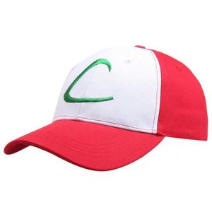 Ball Caps Wholesale Brodery Letter C Adulte Gorras Anime Cospalie Casquette Hat Ash Ketchum Visor Caps Costume Play Baseball Cap J240425