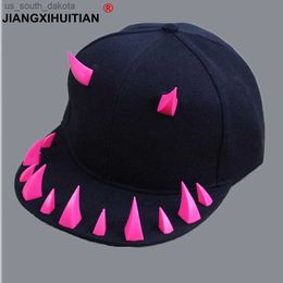 Kogelcaps groothandel nieuwheid hoorn snapback caps mannen punk snapback honkbal caps dames punk hoorns cap hip hip hats boy girl 2 kleuren l230523