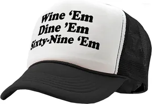 Ball Caps Wine Em Dine Soixante-neuf - Sexy College Frat Party Costume Costume Vintage Retro Style Trucker Cap Hat