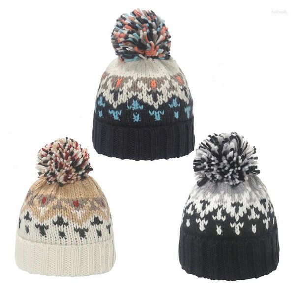 Casquettes de boule Bonnets d'hiver pour femmes noël coloré chaud chapeau de laine tout-match Ski Skullies Bonnets Pom chapeaux oreillettes Bomber