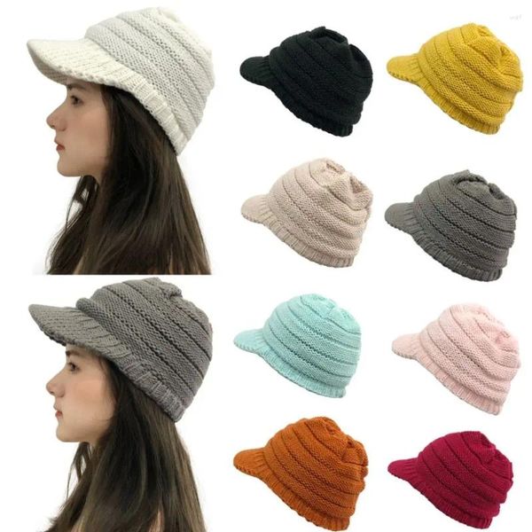 Gorros de bola Gorros casuales de invierno Moda Costura al aire libre Gorro de punto Gorro de ganchillo Mantener calientes Sombreros de felpa Mujeres