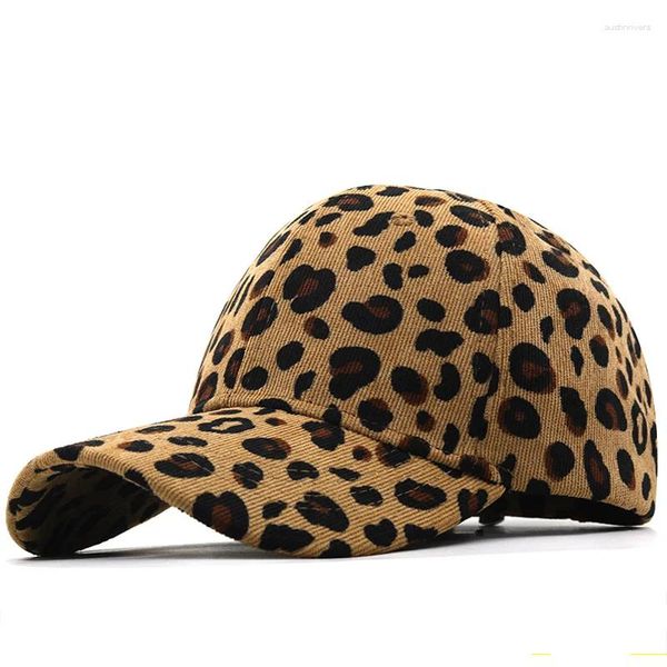 Gorras de bola Invierno Pana Leopardo Impresión Gorra de béisbol Unisex Vintage Sombrero Mujeres Hombres Al aire libre Ajustable Hip Hop Gorras Snapback