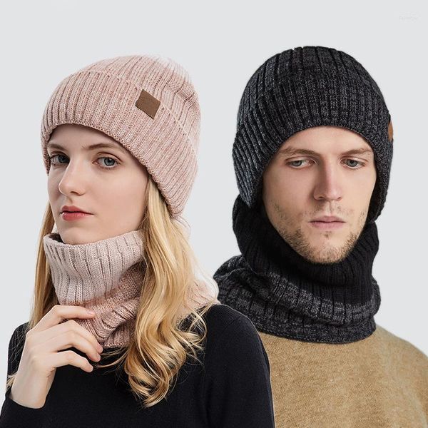 Gorros de bola, sombreros de invierno para mujer y hombre, moda de colores combinados, bufanda gruesa y cálida de punto para todo fósforo, gorro para mujer y caballero, gorros Unisex