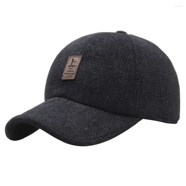 Casquettes de baseball Casquette de baseball chaude pour hommes d'hiver avec rabats d'oreille en laine pour hommes chapeau os snapback épais noir papa chapeaux père