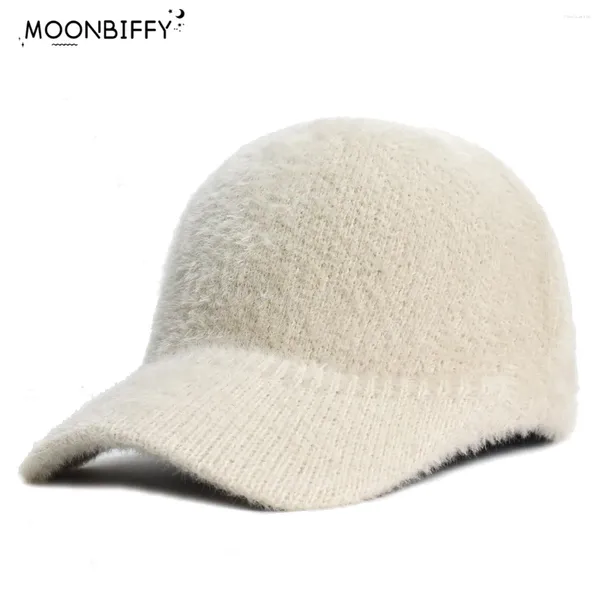Ball Caps hiver couleur solide décontracté élégant hapre de peluche poilue 2024 Fashion Fluffy Baseball casquette masculine tricot chaud Gorras para Mujer