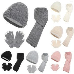 Casquettes de balle hiver épaissi chapeau chaud écharpe gant gants tricotés ensemble femmes pour garçons lumière