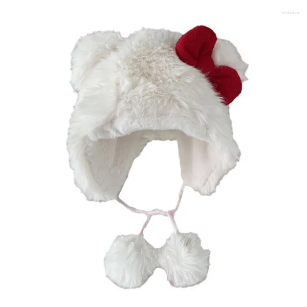 Casquettes de boule hiver chaud surdimensionné ours chapeau année décorations de fête scène festive spectacles fourrure oreille arc chapeaux coiffure