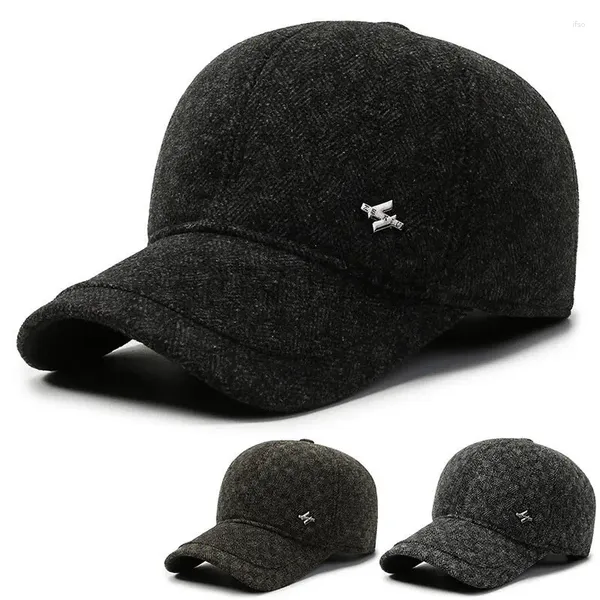 Casquettes de baseball Casquette de baseball épaisse en peluche chaude d'hiver pour hommes Cache-oreilles résistant au froid Boucle en os Camion Gratuit