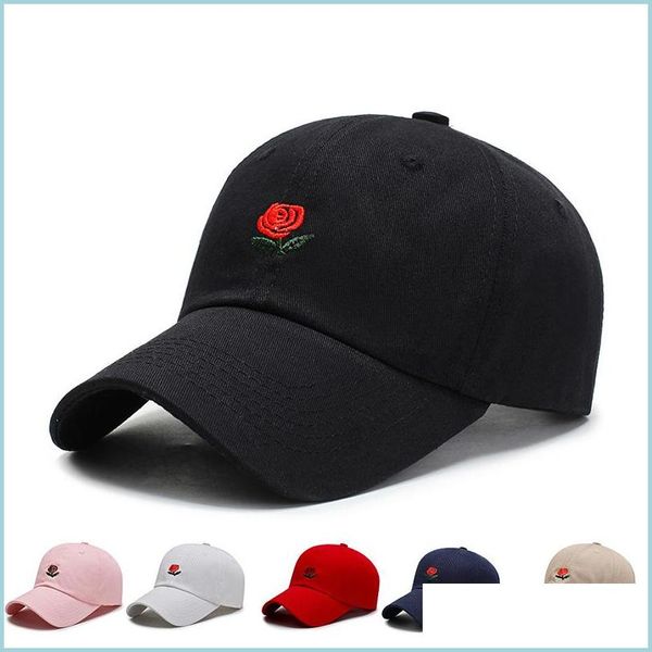 Casquettes de baseball Femme Broderie Coton Casquette de baseball Garçons Filles Snapback Hip Hop Chapeau Plat Rose Brodé Mode Sauvage Drop Deliv Vipjewel Dhocb