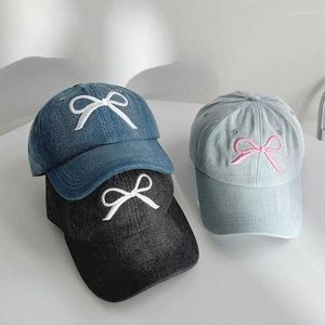 Ball Caps Femme Girl Baseball avec broderie Bowknot Coton Adult Cotton Duck Bill Gathering Teens Sunproof pour extérieur