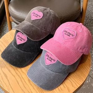 Ball Caps Femmes Baseball Cap Vintage Coton lavé Soft Top Dada Hat Retro Y2K Pink Love Heart Lettre brodée Snapback 2024