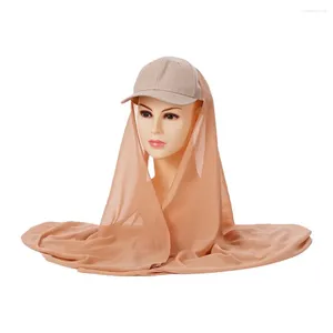 Ball caps dames honkbal hoed cap hijab chiffon sjaal onmiddellijk bandana abaya tulband voor sport sjaal 2 in r0i6