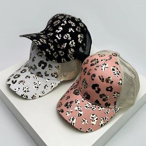 Kogelcaps vrouwen bronzen luipaard print staart honkbal hoeden mesh ademende zonneschade veelzijdige trucker mode gewassen
