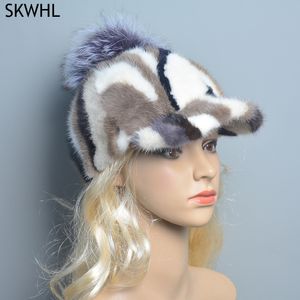 Kogelcaps vrouwen echte echte natuurlijke nertsen bont hoed handgemaakte warme winter honkbal cap luxe dame elegant stijlvol 221203