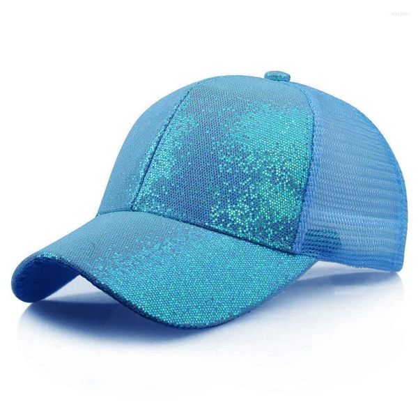 Gorras de bola Mujeres Chica Gorra de béisbol Lentejuelas Brillante Moño desordenado Snapback Sombrero Sombreros para el sol para elegante ClassicZ0126