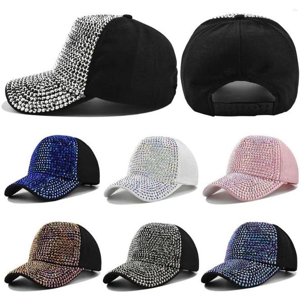 Gorras de bola Mujeres Niñas Lujo Ajustable Lentejuelas brillantes Cap Rhinestones Béisbol Sombreros de protección solar