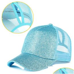 Kogelcaps vrouwen glitter mannen snapback hoed mesh ademende trucker rommelige zomerhoeden vrouwelijk verstelbare drop levering mode accessoires scarv