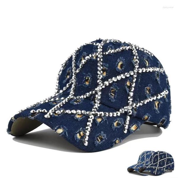 Casquettes de baseball femmes chapeau déchiré strass Denim casquette de Baseball Snapback dames Kpop mode imprimé léopard culminé réglable chapeau de soleil Gorras