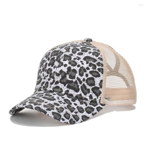 Gorras de béisbol con estampado de leopardo para mujer, gorra de béisbol Vintage, gorra de béisbol de malla transpirable desgastada para mujer, sombrero para el sol y la playa