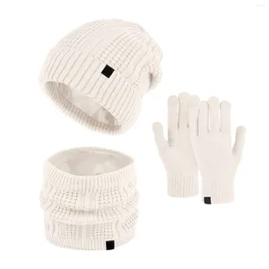 Ball Caps Dames Heren Herfst Winter Warm Schattig Wollen Muts Sjaal Handschoenen Slouchy Drie Stukken Sneeuw Gebreide Cap Schermset Voor Meisjes