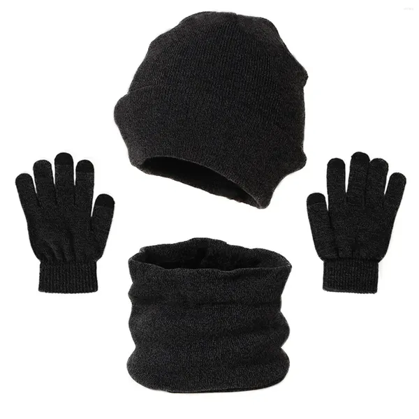 Casquettes de balle femmes hommes automne hiver chaud mignon laine chapeau écharpe gants Slouchy trois pièces neige tricot casquette ensemble pour hommes