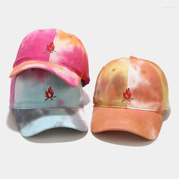 Casquettes de baseball Femmes Hommes Harajuku Dégradé Tie Dye Imprimer Casquette de baseball Feu de camp brodé Hip Hop Street Dance Outdoor Snapback Hat