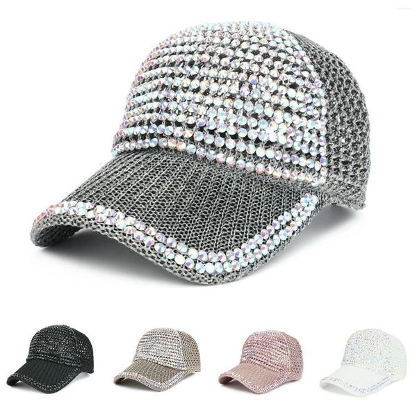 Gorras de bola Mujeres Hombres Rhinestone Sombrero para el sol Malla ajustable Béisbol Brillante Bling Casual Deportes Gorra transpirable Calle al aire libre Y2K