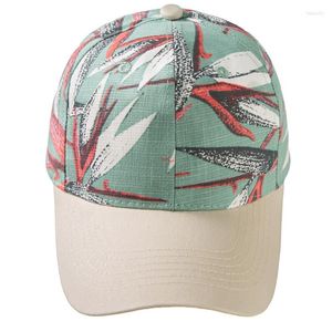 Gorras de bola Mujeres Hombres Verano Bohemio Algodón Béisbol Colorido Hojas tropicales Floral Impreso Protector solar Playa al aire libre Papá Drop