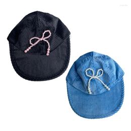 Gorras de bola Mujeres Pearl Bowknot Gorra de béisbol Adolescentes Chica Pana Caminando Sombrero de compras