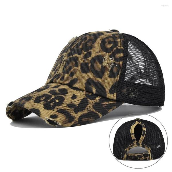 Gorra de pelota gorra de béisbol femenina de verano malla malla leopardo estampado hip hop vintage femenino al aire libre mujeres