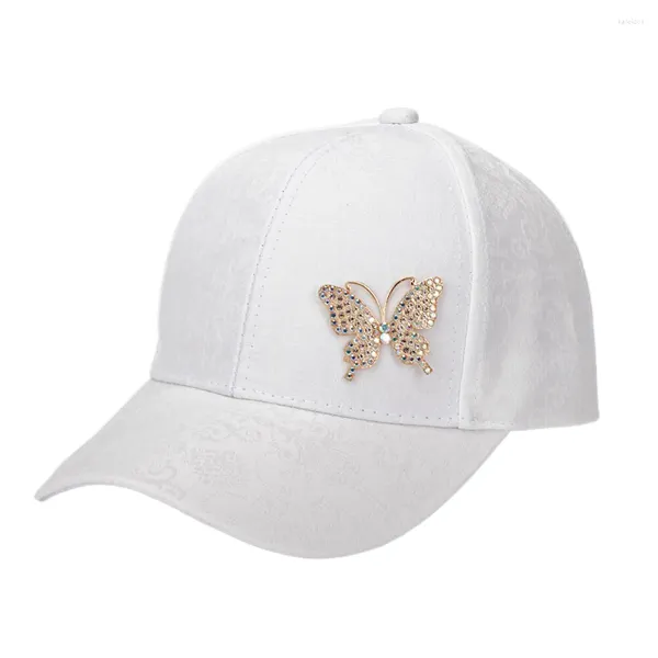 Casquettes de baseball Chapeaux floraux pour femmes Mini casquette de baseball papillon avec strass scintillants Blanc Noir Rose