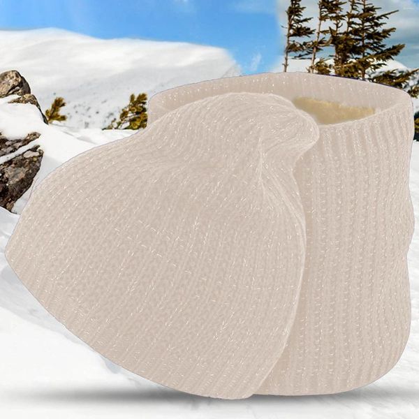 Gorros de bola Conjunto de sombrero y bufanda de punto de color sólido para mujer para invierno Unisex Guantes con estilo cálidos Niños
