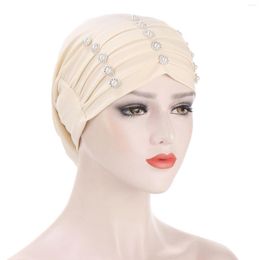 Casquettes de balle femmes solide perles chapeau musulman à volants Cancer Wrap casquette blanc coton ajusté papa chapeaux pour hommes