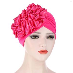 Casquettes de baseball femmes solide perles chapeau musulman à volants Cancer Wrap Cap Baseball fermoir rétro