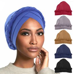 Casquettes de boule femmes couleur unie chapeau casquette ethnique bohême pré attaché tresse couverture de cheveux enveloppement musulman Hijab dauphins rétro Oh Heck Vs