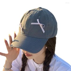 Caps à balle Femmes Sweet Ribbon Bowknot Baseball Hat adolescents Girls Spring Summer Sunrophed Cap Pape PAPIE