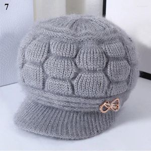 Ball Caps Dames Warm Beanie Cap Winter Pompoen Hoed Piekte Korte Rand Oma Gebreid Winddicht Stretch Headwrap Keep