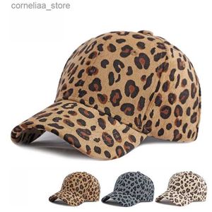 Kogelcaps dames winter hoed luipaard patroon corduroy honkbal pet mannen retro snapback hiphop hoed accessoires katoen vlak patroon warm hatsy240315