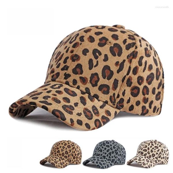 Capes de balle Femmes Hiver Hat Modèle Leopard Modèle de baseball en velours côtelé Men Retro Snapback Hip Hop Accessoires Coton Coton Chapeaux chauds