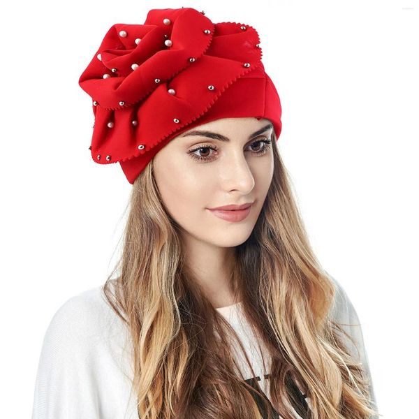 Gorras de bola para mujer Casual Flores grandes Sombrero de cabeza sólida Gorra Sombreros Musulmanes Turbante Slouchy B Béisbol para hombre equipado