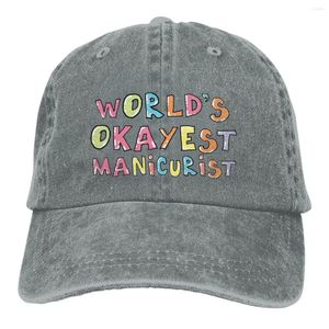 Ball Caps Werelds beste manicure Baseball Cap Unisex Distressed Cotton Nagelkunstenaar Hoeden Tech Cadeau Idee Outdoor Workouts