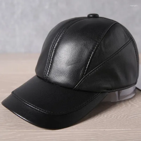 Gorras de bola Xdanqinx Invierno Sombreros cálidos para hombres Sombrero de cuero genuino natural Piel de oveja Béisbol Tamaño ajustable Hueso masculino Gorra deportiva informal