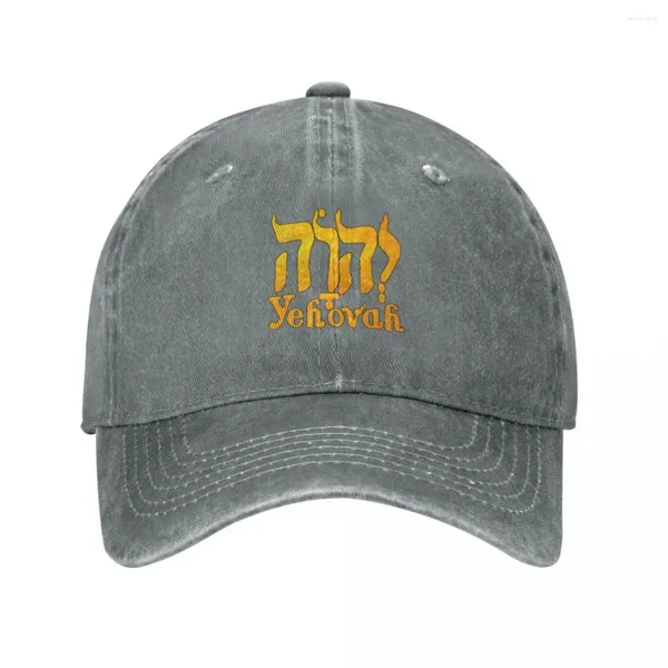 Tapas de pelota Yehová - ¡El nombre hebreo de Dios!Diseñador de protección solar de sombrero de vaquero Western Hats Man Women's